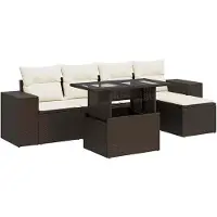 vidaXL set di divani da giardino a 6 pezzi con cuscini in rattan marrone