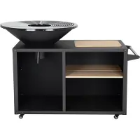 HABITAT ET JARDIN Barbecue a carbonella e legna con piastra e braciere "Maréchal" - Ø 81 cm - Nero