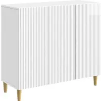 vidaXL Credenza in laminato bianco lucido 89 x 34,5 x 80 cm
