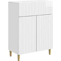vidaXL Credenza , bianco lucido, 66 x 34,5 x 90 cm, materiale a base di legno