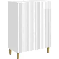 vidaXL Credenza , bianco lucido, 66 x 34,5 x 90 cm, materiale a base di legno