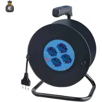 Alcapower Prolunga Avvolgicavo 25 metri con 4 Prese Universali Schuko Bipasso, Potenza Massima 2200W, Spina Italiana 16A 3 Poli, Serie Professionale