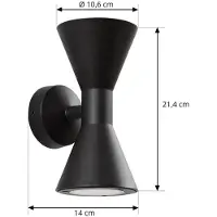 LUCANDE Applique da esterno Xalor, nera, IP65, metallo, GU10