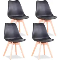 StarTech.com Sedie da pranzo - Set da 4 - Design scandinavo - Pelle finta, seduta imbottita - 82×55×48 cm - Nero