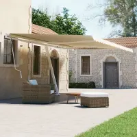 Prolenta Maison Exclusive - Tenda da sole manuale, 6 x 3 metri, color crema, 100% poliestere