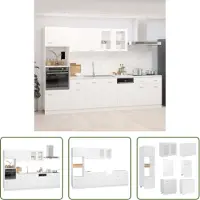 The Living Store Mobile da cucina 7 pezzi in legno bianco