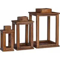 Syfax Lanterna 3 pz Naturale 30 x 30 x 44 cm Legno di Mogano