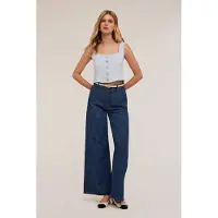 Motivi Wide Leg Jeans In Linen Blend Blue Taglia: 40 | Pantaloni Outlet | Donna | Bianco