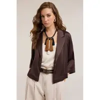 Motivi Stretch Satin Deconstructed Jacket Brown Taglia: 42 | Blazers Outlet | Donna | Marrone