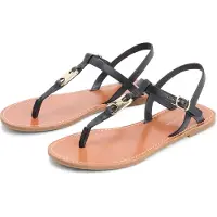 Tommy Hilfiger per donna. FW0FW09127 Sandali in pelle di leone nero (38), Basso, Fibbia, Casual