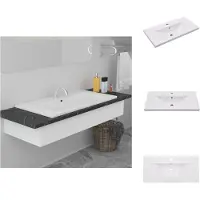 vidaXL Lavabo da incasso 81x39,5x18,5 cm in Vetroceramica bianca - Lavabo da bagno