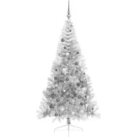 vidaXL Albero di Natale artificiale preilluminato argento 210 cm PET