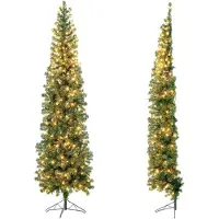 Coast Albero di Natale a LED da 210 cm, albero di Natale salvaspazio con 450 punte di rami, 150 LED e supporto in metallo, albero di Natale artificiale sottile per interni