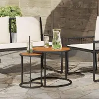 Prolenta Maison Exclusive - Set di tavolini da caffè, 2 pezzi. Colore: naturale e nero. Dimensioni: 55 x 55 x 45 cm