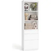 OEM Libreria con cassetti Rootz - Ripiani portaoggetti - Mobile bianco neve - Organizzazione efficiente - 30 cm x 57,1 cm x 180 cm