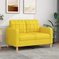 Prolenta Divano a due posti, colore giallo chiaro, 120 cm, rivestito in tessuto