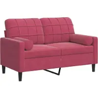 vidaXL Divano a 2 posti con cuscini decorativi in velluto rosso vino 120 cm