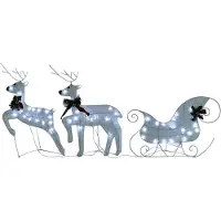 Syfax Renne e Slitta di Natale Decorazione Esterni 60 LED Bianco