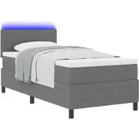 vidaXL LED box spring bed light grigio e bianco 100 x 200 cm tessuto a coste