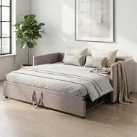 ProximaX Divano letto 90/180 x 200 cm in velluto grigio, estraibile con funzione letto, funzione seduta e reclinabile, con base da 13 cm inclusa