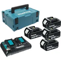 Makita BL1830B e DC18RD 4 batterie e caricabatterie in confezione Makpac BL1830B e DC18RD