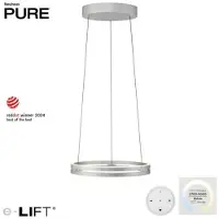 Paul Neuhaus lampada LED a sospensione E-Loop, pietra, Ø 50 cm, alluminio, CCT