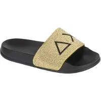 Sun68 slippers da donna con fascia frontale con strass all over e logo nero oro