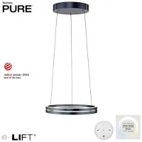 Paul Neuhaus Lampada LED a sospensione E-Loop, grigio mistico, Ø 50 cm, alluminio, CCT