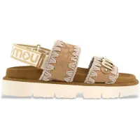Mou per donna. MU.SW461001C Sandali con logo Bio, marroni (39), Marrone, 1 a 3 cm, Camoscio, Nessuno, Casual