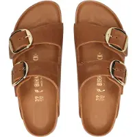 Birkenstock per donna. 1011073 Sandali in Pelle Arizona Big Buckle Leoi (Vestibilità Stretta) marrone (38), Basso, Nessuno, Casual