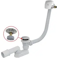 Alcadrain Set di scarico e troppopieno per vasca da bagno CLICK/CLACK con funzione di riempimento per vasche da bagno a pareti spesse, cromato 120 cm