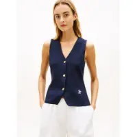 Tommy Hilfiger per donna. WW0WW49707 Gilet in maglia blu navy di alta qualità (S), Casual, Cotone