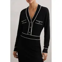 Reiss Button Front Knitted Midi Dress Black/ivory Taglia: XS | Abiti Midi Outlet | Donna | Nero