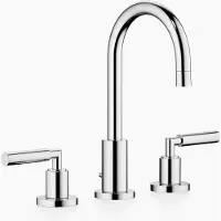 Dornbracht TARA Mélangeur de lavabo à trois trous avec garniture d'écoulement, bec pivotant à 360°, saillie 135mm, 20710882-00, 20710882-00