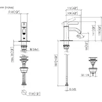 Dornbracht VAIA Mitigeur monocommandé pour lavabo avec vidage, manette, saillie 106mm, 33505809-42, 33505809-42
