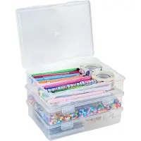 OEM Doafoce scatola di plastica per la conservazione delle penne 3 pezzi con coperchio Scatola impilabile trasparente per matite acquerellabili Penne a pennello Strumenti per il disegno
