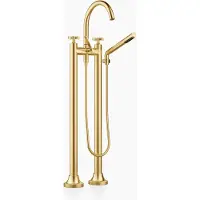Dornbracht VAIA Mélangeur bain/douche à deux trous, montage indépendant, garniture de douche à main, poignée croisillon, saillie 221mm, 25943809-28, 25943809-28