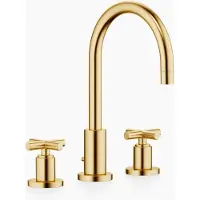 Dornbracht TARA Mélangeur de lavabo à trois trous avec garniture d'écoulement, bec pivotant à 360°, saillie 165mm, 20713892-28, 20713892-28