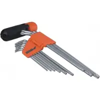 Dedra Set di chiavi TORX CrV T10-T50, 9 pezzi, extra lunghe, in supporto di plastica - 0654