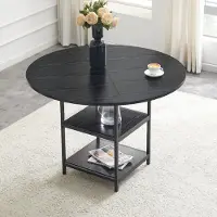 STILVORA Tavolo da pranzo rotondo da 107 cm con doppio ripiano, tavolo da cucina in MDF con struttura in metallo per 2-4 persone, tavolo da pranzo in stile europeo
