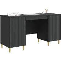 vidaXL Scrivania con scaffale Nero 142,5 x 50 x 75 cm in materiale derivato dal legno