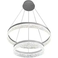 Milagro Moderna lampada a sospensione argentata con due anelli decorativi Ø60cm LED 54W GALA