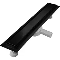 OEM Set doccia RVS da 60 cm, soglia doccia nera sigillabile extra piatta, set completo con coprisifone a 360°
