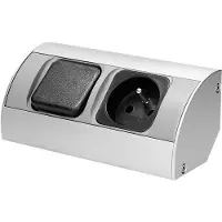 ORNO Presa per mobili con interruttore OR-AE-1302, custodia ad angolo, argento - nero