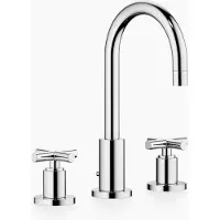 Dornbracht TARA Mélangeur de lavabo à trois trous avec garniture d'écoulement, saillie 135mm, 20710892-00, 20710892-00