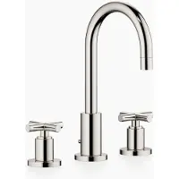 Dornbracht TARA Mélangeur de lavabo à trois trous avec garniture d'écoulement, saillie 135mm, 20710892-08, 20710892-08