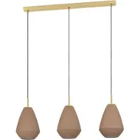 Eglo Lampada a sospensione Caprarola, lunghezza 90 cm, color sabbia, a 3 luci,
