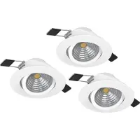 Eglo Faretto Ad Incasso Moderno Saliceto In Alluminio Bianco 3 Luci Led 6W 2700K