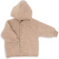 Engel Children's Hooded Jacket with Wooden Buttons Giacca di lana Bambini (50/56, beige)