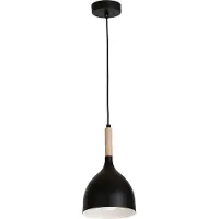 Luminex Lampada a sospensione Noak, nero/legno naturale, Ø 17 cm